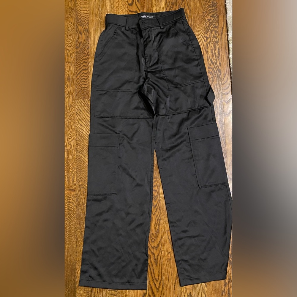 Zara Sleek Black Cargo Pants